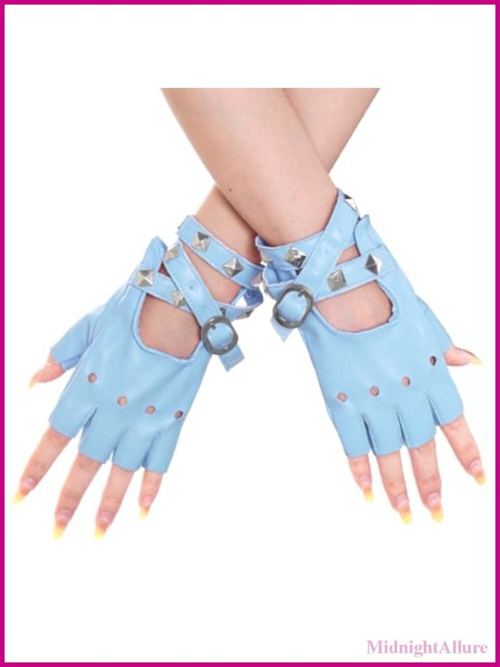 Punk Rivets Half Finger PU Leather Fingerless Gloves Performance Costume